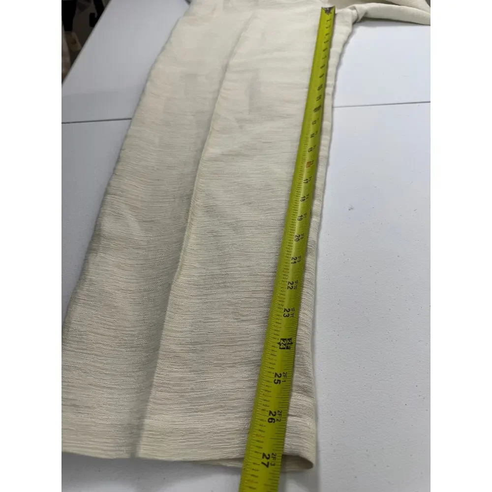Eileen Fisher Petite Textured Organic Linen Pants Ivory side zipper Wide Leg PS - Picture 6 of 8
